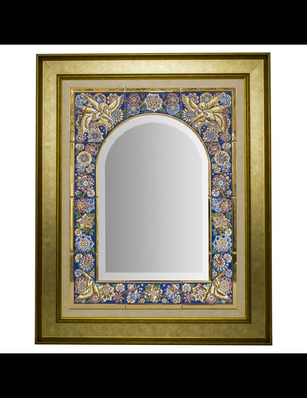 Espejo cerámica española decorativa andaluza marco dorado plata 64x79cms. 03670502