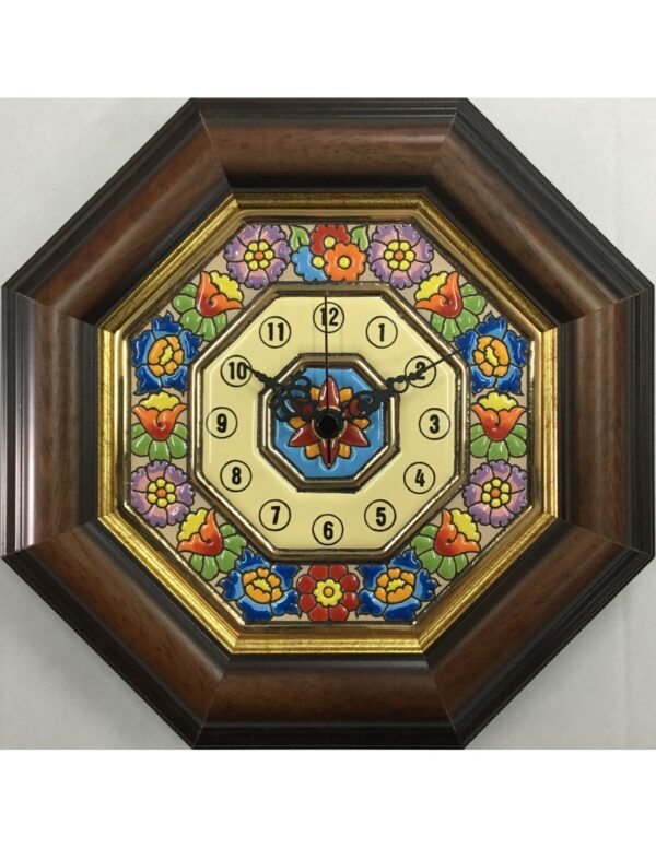 Reloj azulejo cerámica española decorativa andaluza. Con marco 22 cms. 02150601