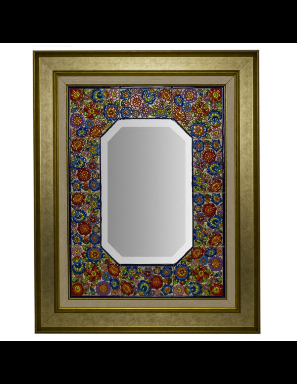 Espejo cerámica española decorativa andaluza marco Dorado 64x79cms. 03670402