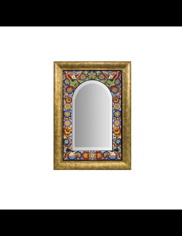 Espejo cerámica española decorativa andaluza marco dorado 38x53cms. 03450202