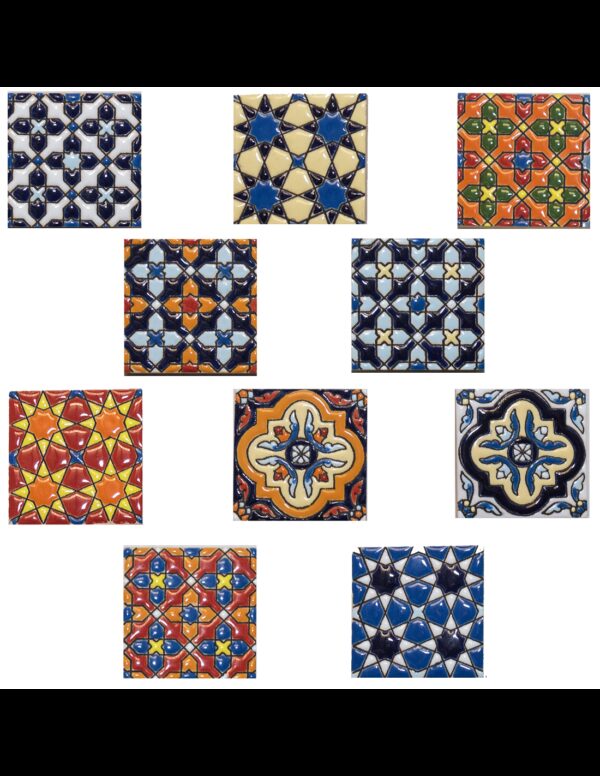 Imanes Frigoríficos Neveras. Azulejo en cerámica española típico andaluz 5,5cms. SET de 10 imanes.